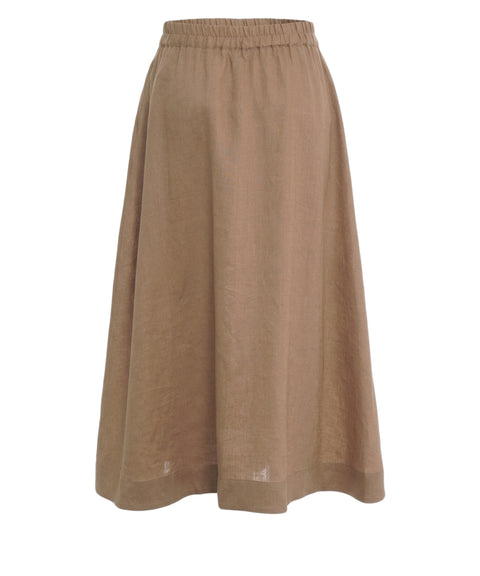Linen midi skirt with floral embroidery