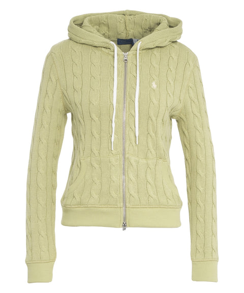 Felpa con cappuccio a trecce