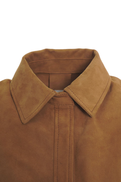 Overshirt in pelle scamosciata