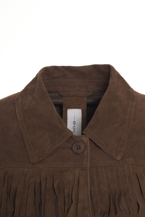 Giacca in pelle scamosciata con frange
