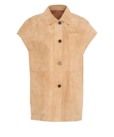 Gilet in pelle scamosciata