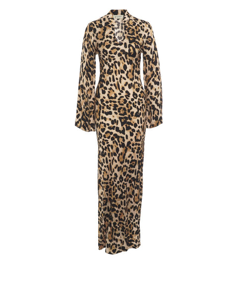 Satin Maxikleid mit Print