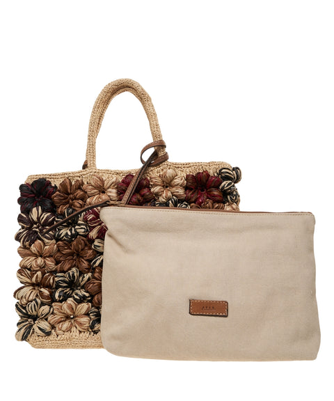 Raffia handbag 'Flower'
