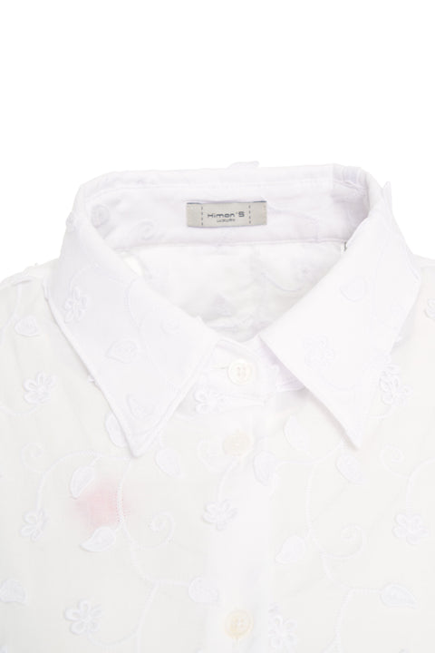 Blusa con ricami floreali