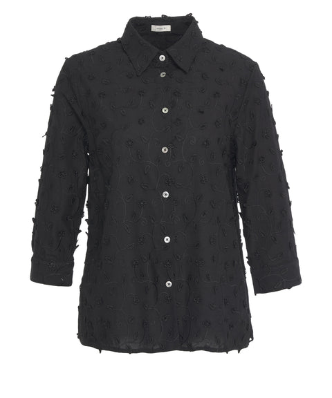 Blusa con ricami floreali