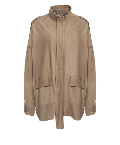 Giacca in pelle scamosciata