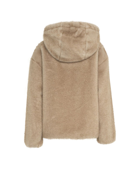 Giacca con cappuccio in ecopelliccia