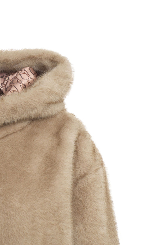 Giacca con cappuccio in ecopelliccia