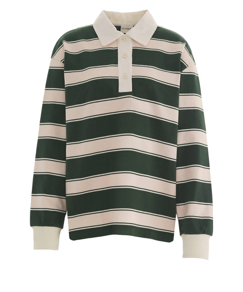 Striped long-sleeve polo shirt
