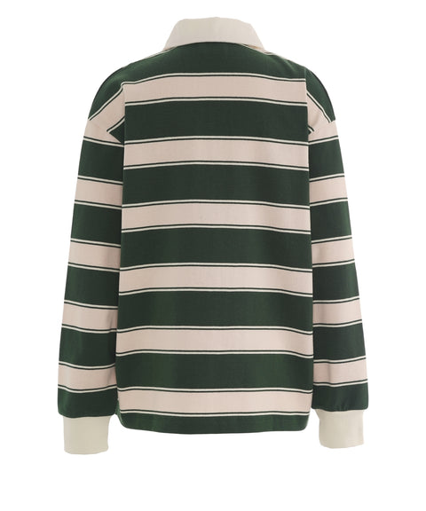 Striped long-sleeve polo shirt