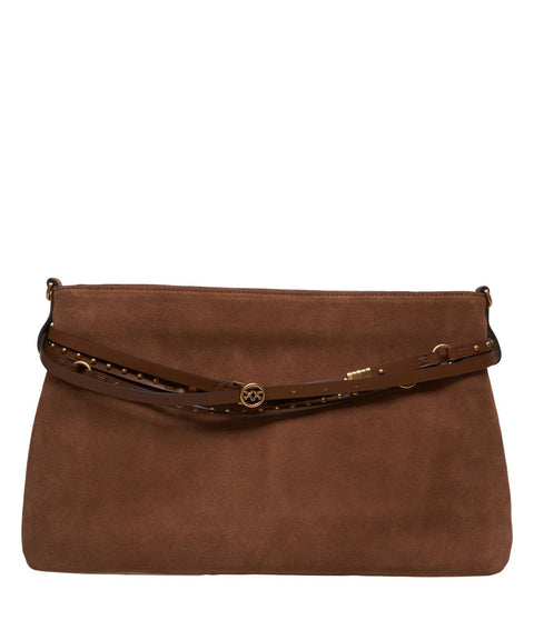 Borsa a spalla in pelle scamosciata