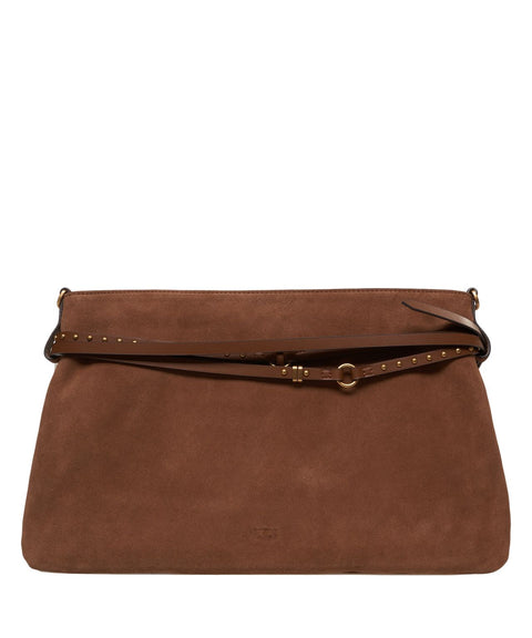 Borsa a spalla in pelle scamosciata