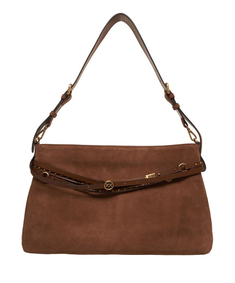 Borsa a spalla in pelle scamosciata