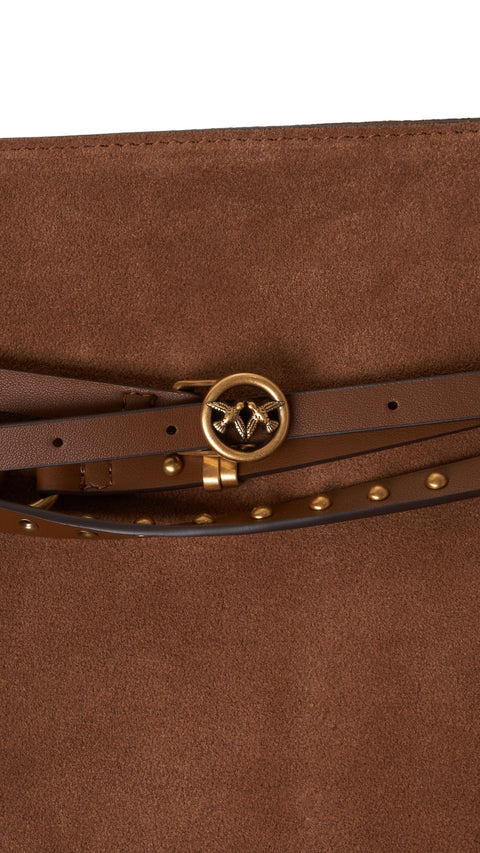 Borsa a spalla in pelle scamosciata