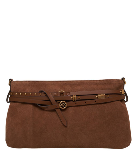 Borsa a spalla in pelle scamosciata