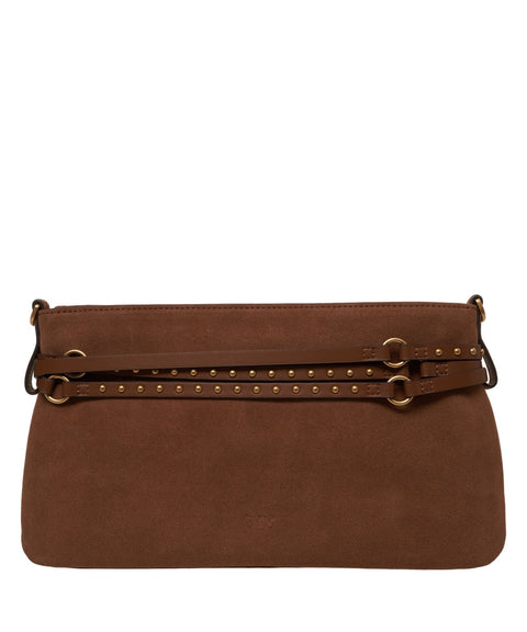 Borsa a spalla in pelle scamosciata