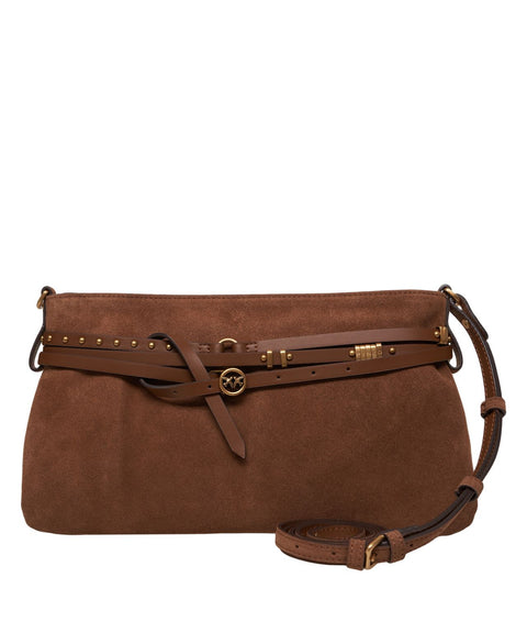 Borsa a spalla in pelle scamosciata