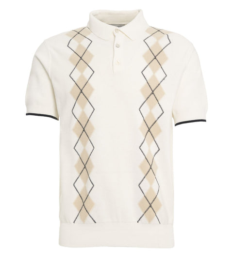 Strick Poloshirt mit Rautenmuster