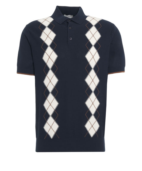 Strick Poloshirt mit Rautenmuster