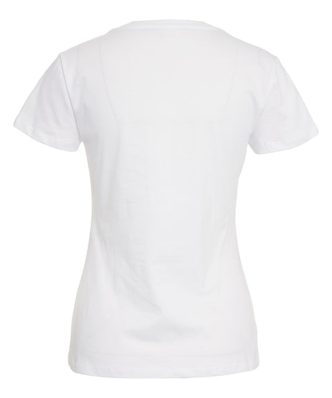 T-shirt con stampa e strass