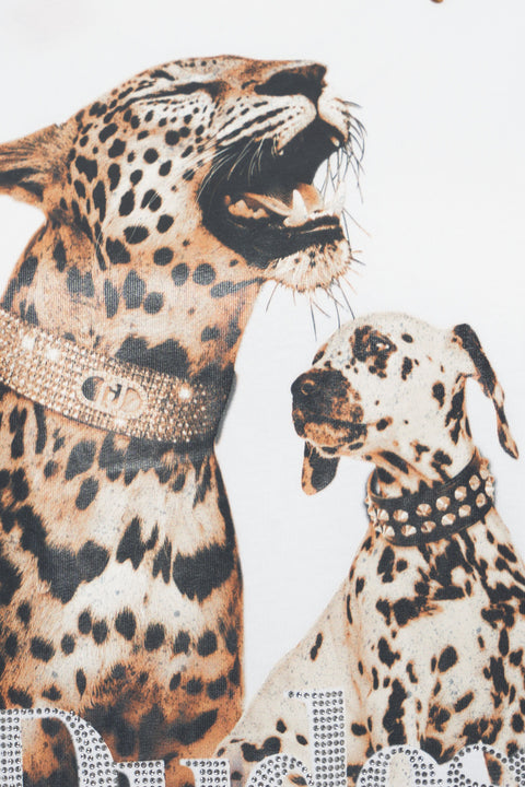 T-Shirt mit Print und Strass