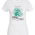T-shirt con stampa e strass