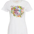 T-shirt con stampa e strass