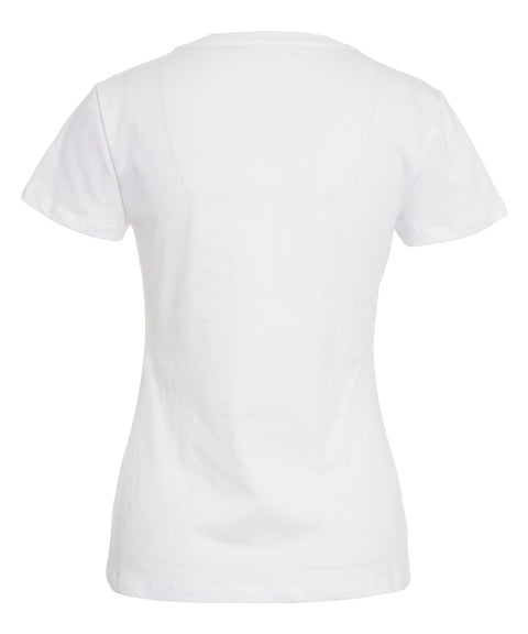 T-shirt con stampa e strass