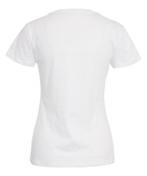 T-shirt con stampa e strass