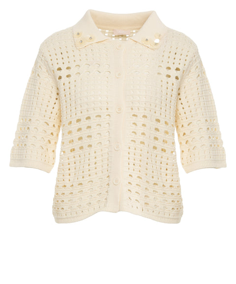 Cardigan in maglia traforata