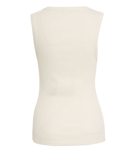 Geripptes Top mit Logostickerei