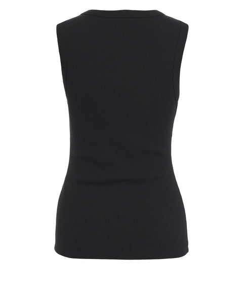 Geripptes Top mit Logostickerei