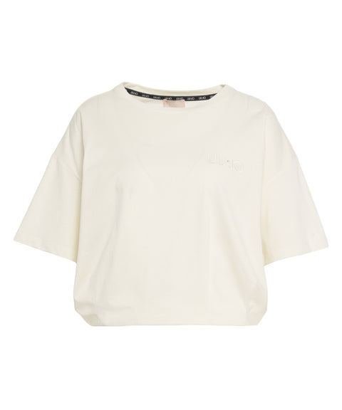 T-shirt con ricamo logo