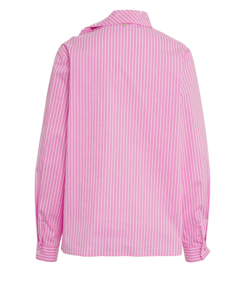 Blusa a righe con colletto a fiocco