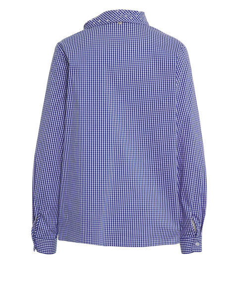 Blusa a righe con colletto a fiocco