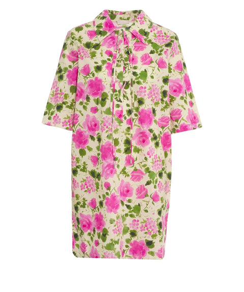 Poplin dress with a floral print