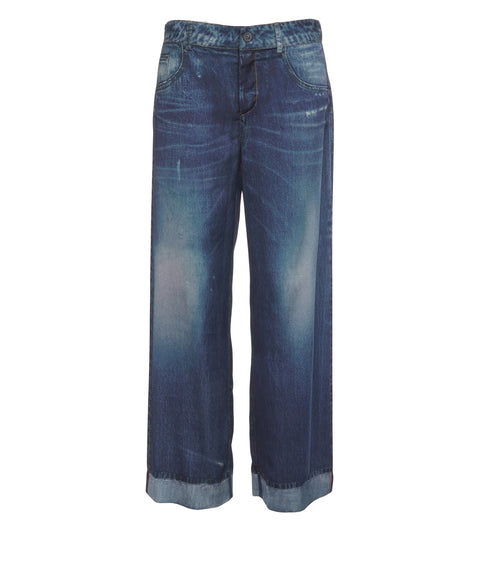 Pantaloni in raso effetto denim