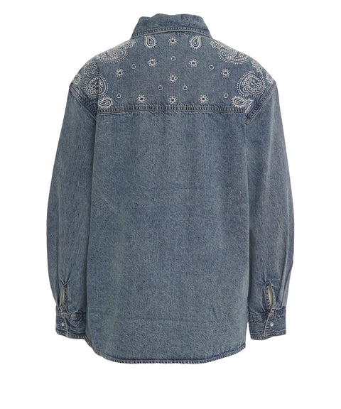 Blusa in denim con ricami