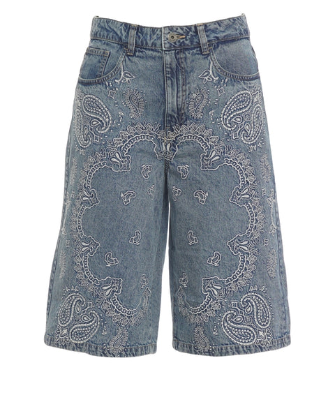 Denim bermuda with embroidery