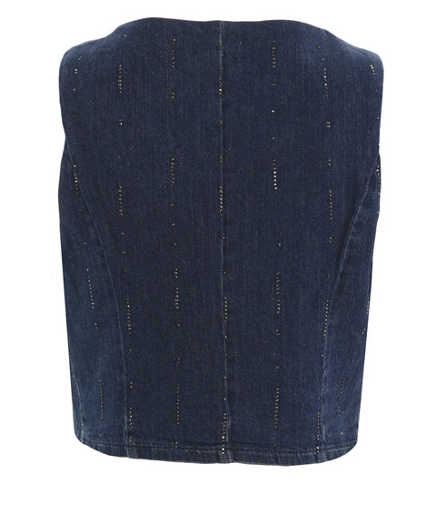 Denim Weste mit Strass
