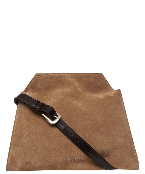 Schultertasche aus Wildleder