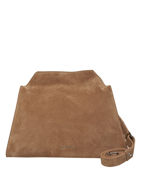 Schultertasche aus Wildleder