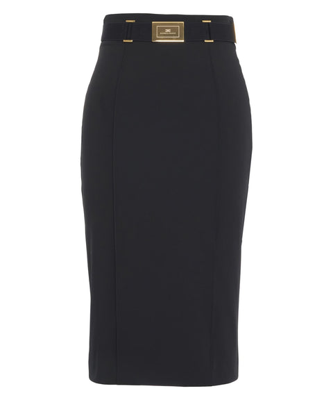 Gonna midi con cintura logo