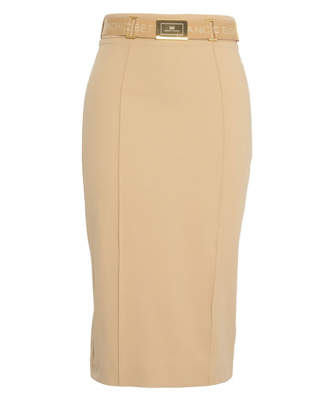 Midi skirt with logo belt