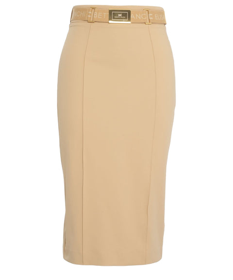 Gonna midi con cintura logo