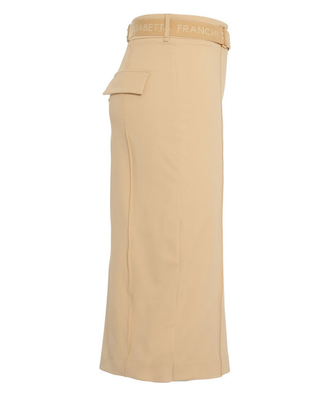 Midi skirt with logo belt