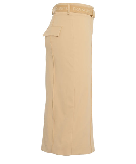 Gonna midi con cintura logo