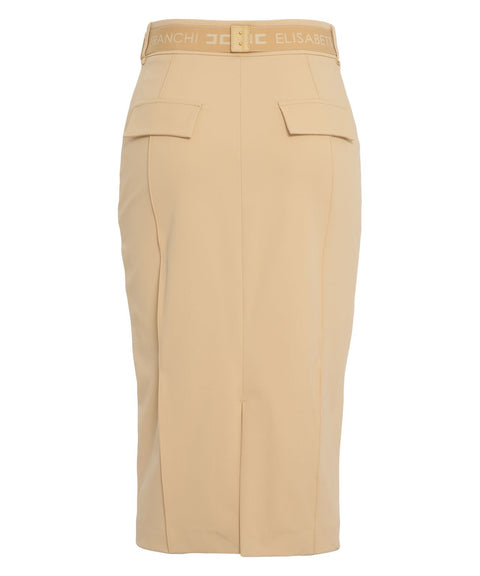 Midi skirt with logo belt