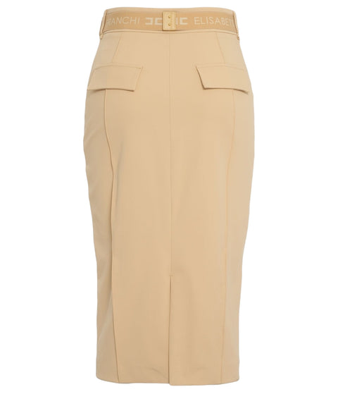 Gonna midi con cintura logo