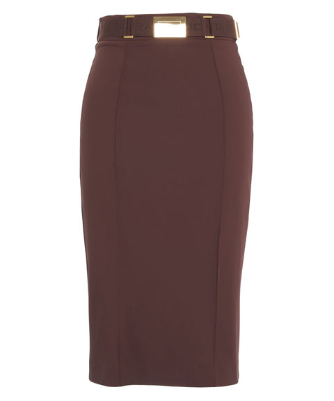 Gonna midi con cintura logo